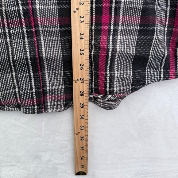 VTG Carhartt Flannel Shirt Mens L Gray Glen Plaid Coduroy Collar Pocket Outdoor - Picture 5 of 8